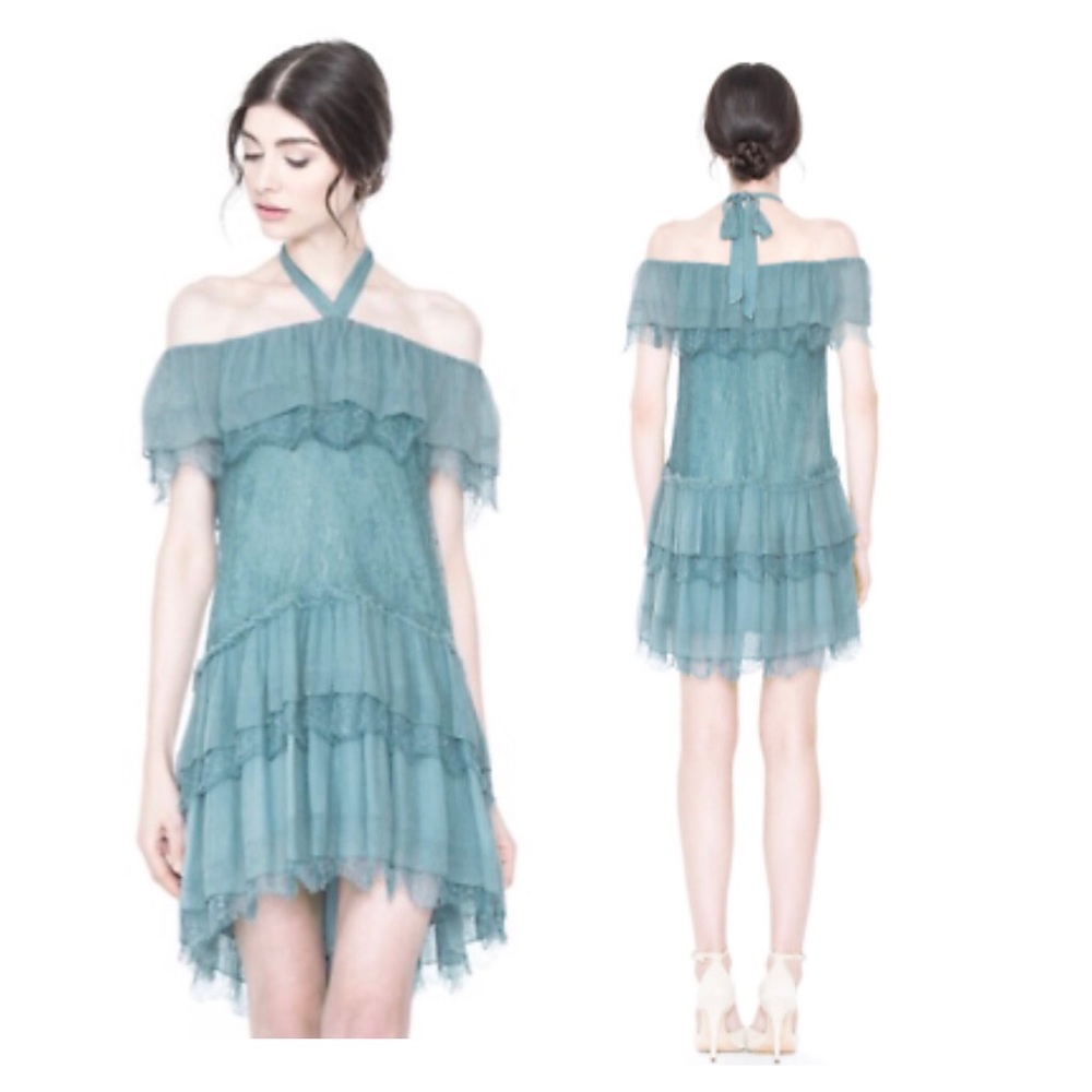 NWT Alice + Olivia Aqua Blue Lace Dress